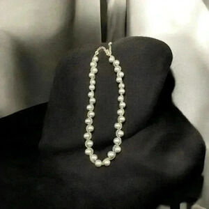 VGT SHB JEWELRY Faux Pearl Necklace Silver-Grey